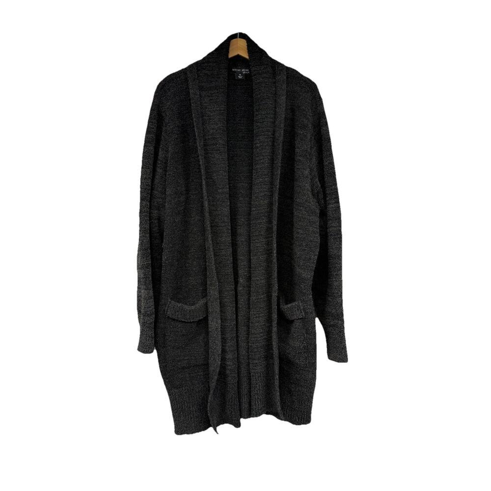 Barefoot Dreams Cozy Chic Open Front Cardigan Sweater Oversized XL Black Gray